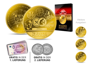 „70 Jahre Deutschland“ – 1/100-Unzen-Gedenkprägungen aus reinstem Gold!